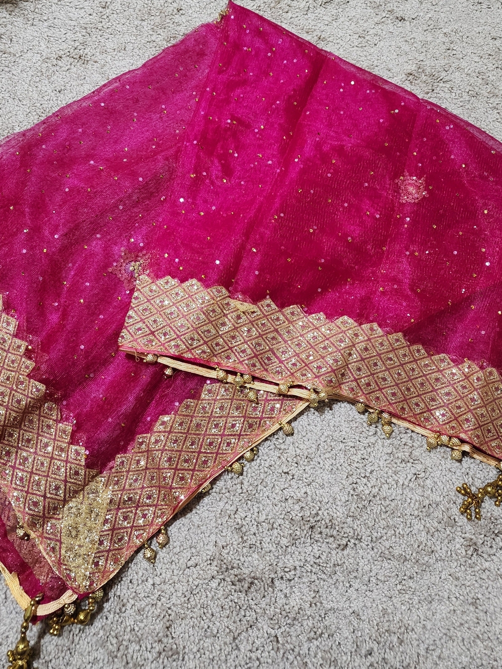 Indian Classic Bridal Dupatta Sequins Beaded Scarf Georgete Net Veil Stole Hijab